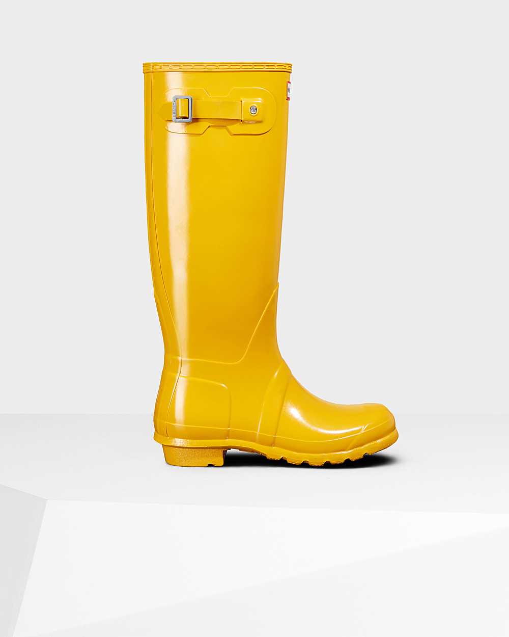 Hunter Women's Original Tall Gloss Tall Wellington Boots Yellow,VEIO78051